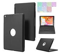 QYiD Étui pour iPad 10,2" 8ème/7ème génération, Air 3, Pro 10.5, ultrafin sans fil Bluetooth rétroéclairé clavier Folio Housse avec support intégré pour iPad 10,2 pouces/iPad Air 3/iPad Pro 10.5, noir