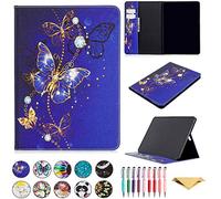 QYiD Etui pour iPad 10.2", iPad 8ème 2020 / 7ème 2019, PU Leather Cartoon Folio Wallet Protective avec Card Holder pour iPad 8ème Génération 2020 / 7ème Génération 2019 10.2", Papillon Violet