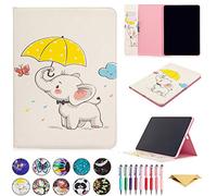 QYiD Etui pour iPad Mini, iPad Mini 2, iPad Mini 3, iPad Mini 4, PU Leather Cartoon Folio Wallet Protective avec Card Holder & Stylus pour Apple iPad Mini 1/2/3/4, Éléphant Parapluie