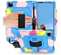 QYiD Étui pour iPad Pro 11 pouces 2020/2018, Heavy Duty Kids avec support rotatif pour iPad Pro 11" 2nd Gen/Pro 11 1st Gen, [Support Pencil Charging/Pairing], arc-en-ciel/bleu