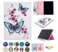 QYiD Etui pour iPad Pro 12.9 2020/2018, Housse de Protection Etui Flip Cover avec Card Holder & Stylus pour iPad Pro 12.9 Pouces 2020 4th Generation, Papillon Fleur