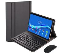 QYiD Housse clavier avec souris sans fil pour Lenovo Tab M10 Plus 10.3" FHD Tablet (TB-X606F / TB-X606X), housse légère avec clavier sans fil & souris Bluetooth Lenovo M10 FHD Plus 10.3" Noir