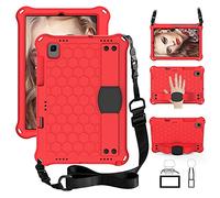 QYiD Kids Coque pour Lenovo Tab 4 10 Plus, Antichoc Etui Housse EVA Enfants Antichoc Protecteur avec Poignée Support et Bretelles pour Lenovo Tab 4 10 Plus 2017 TB-X704F / TB-X704N, Red/Noir