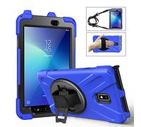QYiD Samsung Galaxy Tab Active 2 8.0 SM-T390, Heavy Duty Antichoc Protection with Pen Holder 360 Rotatable Kickstand, Shoulder Belt pour Galaxy Tab Active 2 8" SM-T390/T395/T397, Bleu