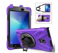 QYiD Samsung Galaxy Tab Active 2 8.0 SM-T390, Heavy Duty Antichoc Protection with Pen Holder 360 Rotatable Kickstand, Shoulder Belt pour Galaxy Tab Active 2 8" SM-T390/T395/T397, Violet