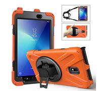 QYiD Samsung Galaxy Tab Active 2 8.0 SM-T390, Heavy Duty Antichoc Protection with Pen Holder 360 Rotatable Kickstand, Shoulder Belt pour Galaxy Tab Active 2 8" SM-T390/T395/T397, Orange