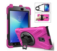 QYiD Samsung Galaxy Tab Active 2 8.0 SM-T390, Heavy Duty Antichoc Protection with Pen Holder 360 Rotatable Kickstand, Shoulder Belt pour Galaxy Tab Active 2 8" SM-T390/T395/T397, Rose