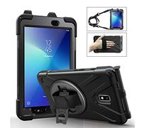 QYiD Samsung Galaxy Tab Active 2 8.0 SM-T390, Heavy Duty Antichoc Protection with Pen Holder 360 Rotatable Kickstand, Shoulder Belt pour Galaxy Tab Active 2 8" SM-T390/T395/T397, Noir