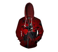 QYIFIRST Anime Impression 3D Unisexe Hoodie Manches Longues Sweatshirt Akatsuki Cosplay Déguisement Sweat à Capuche pour Hommes Femmes Rouge 4XL(Tour de Poitrine 122cm)