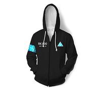 QYIFIRST Anime Impression 3D Unisexe Hoodie Manches Longues Sweatshirt Detroit Cosplay Déguisement Sweat à Capuche pour Hommes Femmes Noir 4XL(Tour de Poitrine 122cm)