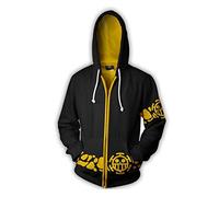 QYIFIRST Anime Impression 3D Unisexe Pullover à Capuche Streetwear Trafalgar Law Cosplay Déguisement Veste à Capuche Noir M (Tour de Poitrine 107cm)