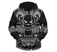 QYIFIRST Impression 3D Anime Unisexe Pull avec Capuche Streetwear Whitebeard Pirates Crew Costume Cosplay Noir EU Size XL