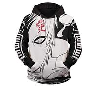 QYIFIRST Impression 3D Anime Unisexe Sweat à Capuche Hoodie Gaara Costume Cosplay Adulte Noir/Blanc EU Size L