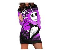 QYIFIRST Impression 3D Pullover à Capuche Hoody Anime Hoodie Sweat Décontractée Sweatshirt Nightmare Christmas Skellington Skeleton Pumpkin Cosplay Costume Poupre Femme M (Chest 105cm)