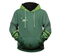 QYIFIRST Pull à Capuche Anime Homme Femme Sweatshirt Roronoa Zoro Costume Cosplay avec Poches Vert-B EU Size XXL