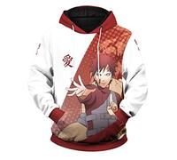 QYIFIRST Pull à Capuche Anime Homme Femme Sweatshirt Sabaku no Gaara Costume Cosplay Rouge/Blanc EU Size M