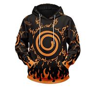 QYIFIRST Pull à Capuche Anime Homme Femme Sweatshirt Uzumaki Ichizoku Costume Cosplay avec Poches Orange/Noir EU Size XXL