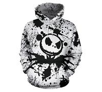 QYIFIRST Pull à Capuche Streetwear Before Christmas Weihnachten Jack Halloween Cosplay Costume Anime Unisexe Impression 3D Sweat à Capuche Gris XL (Chest 113cm)