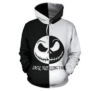 QYIFIRST Pull à Capuche Sweatshirt Before Christmas Weihnachten Jack Halloween Impression 3D Sweat à Capuche Anime Cosplay Costume Unisexe Noir/Blanc M (Chest 107cm)