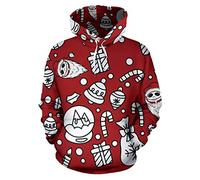 QYIFIRST Pull à Capuche Sweatshirt Before Christmas Weihnachten Jack Halloween Impression 3D Sweat à Capuche Anime Cosplay Costume Unisexe Rouge M (Chest 107cm)