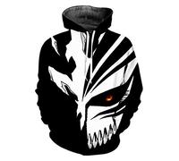 QYIFIRST Pull à Capuche Sweatshirt KuRoseki Ichigo Impression 3D Sweat à Capuche Anime Cosplay Costume Unisexe Noir M (Chest 107cm)