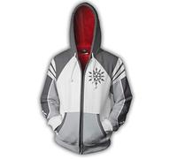 QYIFIRST Pull Sweat-Shirt Neige Blanche Veste à Capuche Cosplay Costume Pull avec Bande de Boutons Cardigan Unisexe Gris 3XL (Chest 119cm)