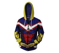 QYIFIRST Pullover Hero Académie All Might Cosplay Costume Veste à Capuche Streetwear Unisexe Impression 3D Anime Sweatshirt Bleu XL (Chest 113cm)