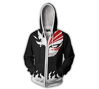 QYIFIRST Pullover KuRoseki Ichigo Cosplay Costume Veste à Capuche Streetwear Unisexe Impression 3D Anime Sweatshirt Noir XL (Chest 113cm)