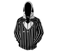 QYIFIRST Pullover Veste zippée Cartoon Manteau Before Christmas Weihnachten Jack Halloween Cosplay Costume Homme Femme Veste Trenchcoat Unisexe Noir-E 4XL (Chest 122cm)