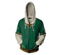 QYIFIRST Sweat à Capuche Link Pull à Capuche Cosplay Costume Manches Longues Sweatshirt Unisexe Impression 3D Anime Verte M (Chest 107cm)