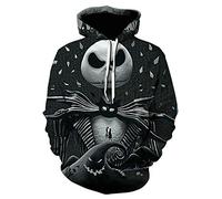 QYIFIRST Sweat à Capuche Sweat Hoody Before Christmas Weihnachten Jack Halloween Cosplay Costume Unisexe Impression 3D Anime Pullover Noir-C 3XL (Chest 119cm)