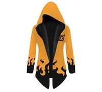 QYIFIRST Unisexe Anime Impression 3D Uzumaki Seventh Fire Shadow Pullover Veste de Sport Manteau Veste Blouson Overcoat Pull Coupe-vent Cosplay Costume Orange 3XL (Chest 122cm)