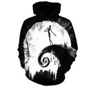QYIFIRST Unisexe Impression 3D Anime Pull à Capuche Sweatshirt Before Christmas Weihnachten Jack Halloween Cosplay Costume avec Poches Noir-C XXL (Chest 116cm)
