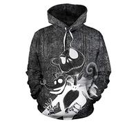 QYIFIRST Unisexe Impression 3D Anime Pull à Capuche Sweatshirt Before Christmas Weihnachten Jack Halloween Cosplay Costume avec Poches Gris-B XXL (Chest 116cm)