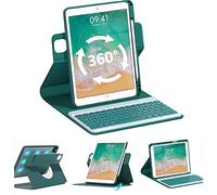 QYiiD Clavier Coque pour iPad 9.7", iPad 6ème/5ème Gén 2018/2017, iPad Air 2/1, iPad Pro 9.7, AZERTY Détachable sans Fil Coque Clavier, Magnétique Amovible de Protection Rotation à 360, Vert foncé