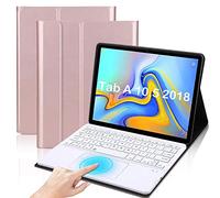 QYiiD Coque Clavier avec Touchpad pour Galaxy Tab A 10.5 (SM-T590 / T595 / T597), AZERTY Clavier Bluetooth Détachable avec Pavé Tactile, Coque Housse pour Galaxy Tab A 10.5" 2018, Or Rose