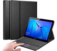 QYiiD Coque Clavier avec Touchpad pour Huawei MediaPad M5 Lite 10, Slim Lightweight AZERTY Clavier Détachable avec Pavé Tactile, Coque Housse pour MediaPad M5 10-Pouces Lite 10.1" 2018, Noir