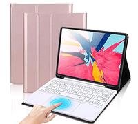 QYiiD Coque Clavier avec Touchpad pour iPad Mini 5 2019/4 2015, AZERTY Bluetooth Détachable avec Pavé Tactile, Housse Cover avec Fente, Or Rose