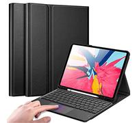 QYiiD Coque Clavier avec Touchpad pour iPad Pro 12.9 Pouces 2017/2015, AZERTY Clavier Bluetooth Détachable avec Pavé Tactile, Coque Housse Cover avec Fente pour iPad Pro 12.9 2ème / 1ère Gén, Noir