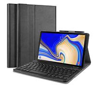 QYiiD Coque Clavier pour Galaxy Tab A 10.5 (SM-T590 / T595 / T597), Français AZERTY Clavier Bluetooth sans Fil Etui Multiposition Housse Cover Légère pour Galaxy Tab A 10.5 (2018 Release), Noir