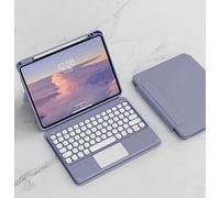 QYiiD Coque Clavier pour iPad 10.2 9ème/8ème/7ème Génération 2021/2020/2019, Transparente Magnétique Vertical Cover & AZERTY Clavier Bluetooth avec Touchpad pour iPad 10.2 Pouces 2021, Violette