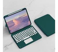 QYiiD Coque Clavier pour iPad 10.2 9ème/8ème/7ème Génération 2021/2020/2019, Transparente Magnétique Vertical Cover & AZERTY Clavier Bluetooth avec Touchpad pour iPad 10.2 Pouces 2021, Vert foncé
