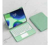 QYiiD Coque Clavier pour iPad 10.2 9ème/8ème/7ème Génération 2021/2020/2019, Transparente Magnétique Vertical Cover & AZERTY Clavier Bluetooth sans Fil avec Touchpad pour iPad 10.2 Pouces 2021, Vert