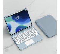 QYiiD Coque Clavier pour iPad 10.2 9ème/8ème/7ème Génération 2021/2020/2019, Transparente Magnétique Vertical Cover & AZERTY Clavier Bluetooth sans Fil avec Touchpad pour iPad 10.2 Pouces 2021, Bleu