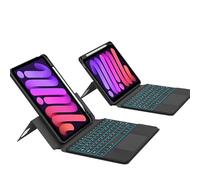 QYiiD Coque Clavier pour iPad Mini 6 8,3" 2021, Transparente Magnétique Vertical Cover & AZERTY Clavier Bluetooth sans Fil avec Touchpad pour iPad Mini 6th Generation 8.3", Noir