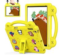 QYiiD Coque Enfant pour Galaxy Tab S5e 10.5 2019 SM-T720/SM-T725, Robuste Enfant Cas de Preuve d'enfant Housse avec Porte-Crayon, Support Rotatif & Bandoulière, Jaune