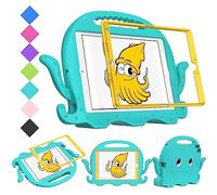 QYiiD Coque Enfant pour iPad 10,2 Pouces (9ème/8ème/7ème Génération, 2021/2020/2019) avec Protection Écran, Coque de Protection avec Poignée Anti-dérapants, Porte-Stylet & Bandoulière, GlacialGreen