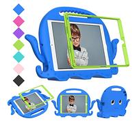 QYiiD Coque Enfant pour iPad 10,2 Pouces (9ème/8ème/7ème Génération, 2021/2020/2019) avec Protection Écran, Coque de Protection Enfant avec Poignée Anti-dérapants, Porte-Stylet & Bandoulière, Bleu