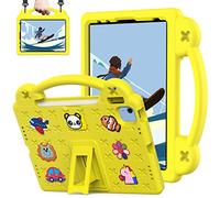QYiiD Coque Enfant pour iPad 10th Generation 10.9 Pouces, Robuste Enfant Cas de Preuve d'enfant Housse avec Porte-Crayon, Support Rotatif & Bandoulière pour 10.9" iPad Case 2022 Released, Jaune