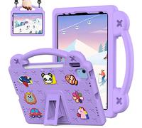 QYiiD Coque Enfant pour iPad 10th Generation 10.9 Pouces, Robuste Enfant Cas de Preuve d'enfant Housse avec Porte-Crayon, Support Rotatif & Bandoulière pour 10.9" iPad Case 2022 Released, Violette